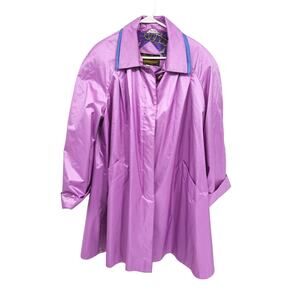 Vintage 80s 90s Raingear Purple Rain Jacket Coat Front Zip with Pockets Size L